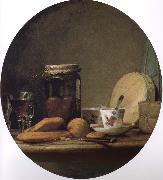 Jean Baptiste Simeon Chardin Equipped with a jar of apricot glass knife still life, etc. oil painting artist